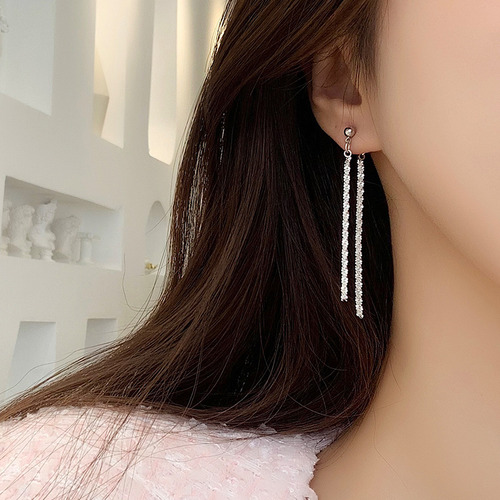 Aretes De Plata Aretes Largos Elegantes Borlas Para Mujer