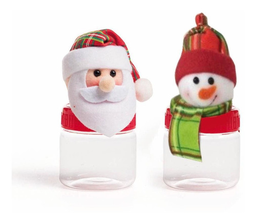 Pote Plástico Papai Noel/boneco 200ml 10x5x5cm C/2un 1591356