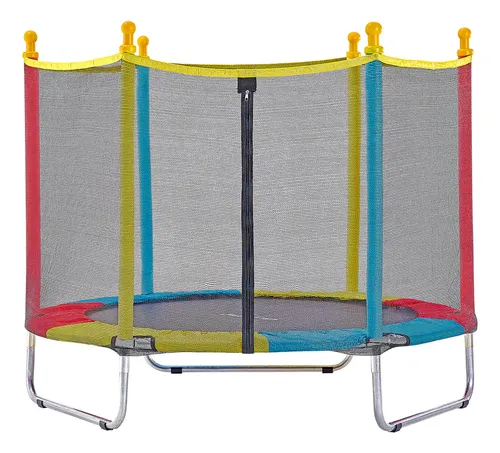 Justfun Cama Elástica Infantil Pula Pula Trampolim Preto 1,40 M Estrutura Colorida