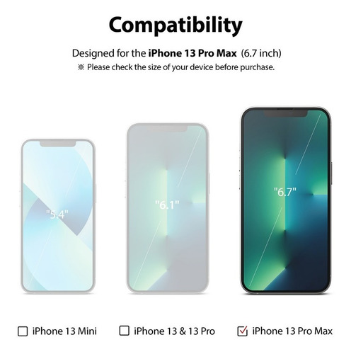 Imagen 3 de 10 de Vidrio Templado Para iPhone 13 Pro Max 6,7 Full Covr Ringke
