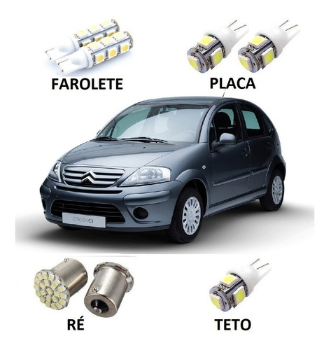 Kit Lâmpadas Led Citroen C3 Farolete Teto Placa Ré Promoção 