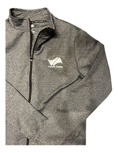 Imagen 2 de 2 de Campera Deportiva Elastizada Fit - Gris Jaspeada