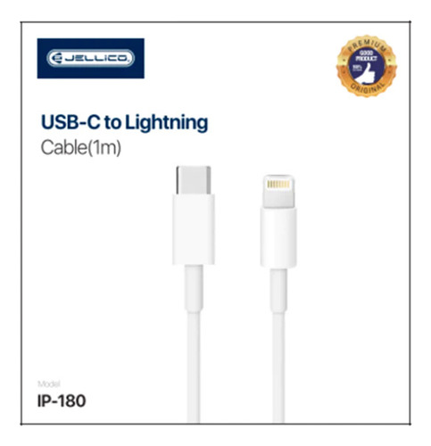 Cable Jellico Ip-180 Usb Tipo C A Lightnin Blanco