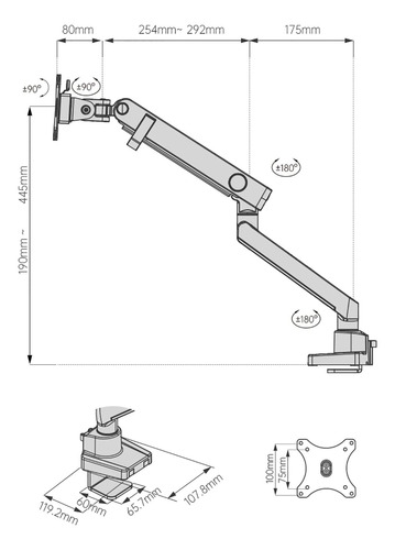 Soporte Para Tv Monitor Resorte Mecanico Integrado Brazo 13