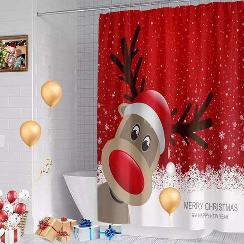 Juego De Fundas Impermeables Con Cortina De Ducha De Navidad
