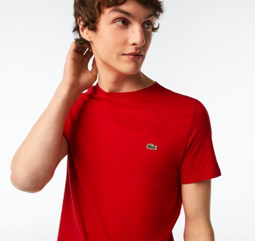 Imagen 3 de 4 de Remera Hombre Lacoste Manga Corta Cuello Redondo Color Rojo