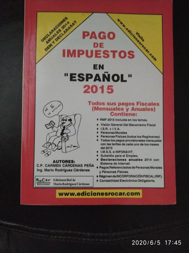 Libro Pago De Impuestos En Español 2015. Nuevo De Editorial.