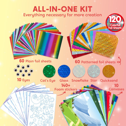 Kit De Arte De Aluminio Klever Kits Para Niños Con 120 Lámin