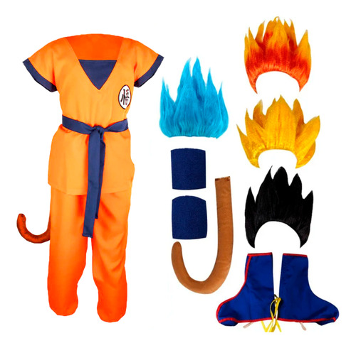 Disfraz Goku Dragon Ball Niño Con Cubre Botas Y Peluca Halloween