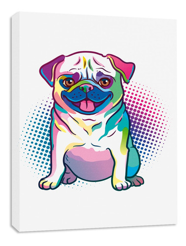 Cuadro Decorativo Canvas Pug Mascota Dibujo Pop Art 80x60