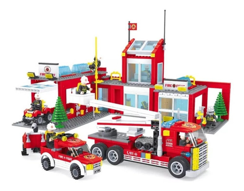 Bloques De Encastre Brigada De Bomberos 915  Pcs - Ausini