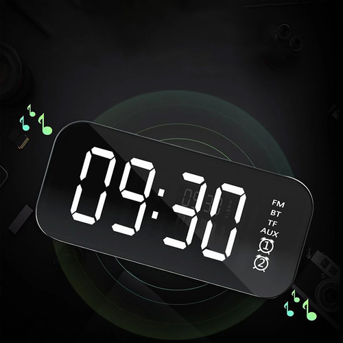 Imagen 9 de 10 de Reloj Radio Despertador Bluetooth Batería Alarma Micro Sd