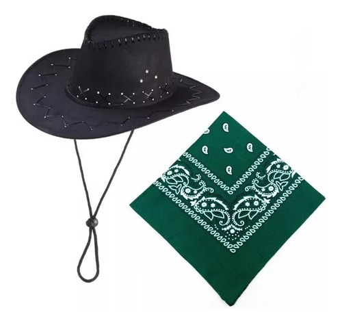 Sombreros Gamuza Para Niños Niñas + Pañoleta Vaquero Disfraz