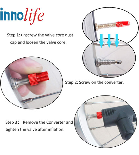 Innolife Aluminio Presta To Schrader Convertidor Adaptador D