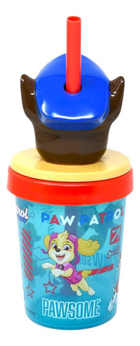 Paw Patrol Chase Vaso Con Popote De 384 Ml (13 Oz) Libre Bpa