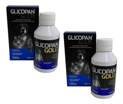 2 Glicopan Gold 125ml Suplemento Para Cães E Gatos - Vetnil