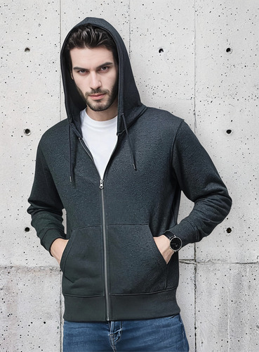 Poleron Canguro Hombre Para Estampar - Unisex Con Cierre