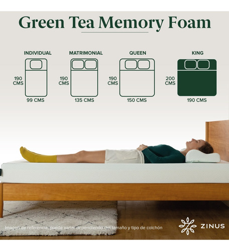 Zinus | Colchón King Memory Foam 30 Cm Firmeza Media