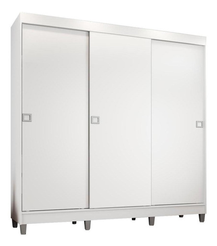 Guarda-roupa Casal Madesa Napoli 3 Portas De Correr Com Pés Cor Branco