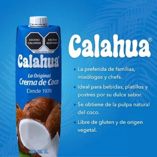 Crema De Coco Calahua Con 6 Piezas De 1 L Cada Uno