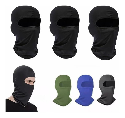 3 Pack Balaclava Pasamontañas Tacticos Bandana Moto Buff Color Negro3