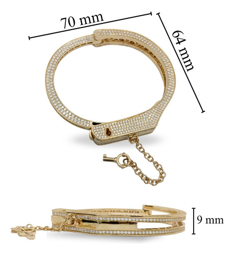 Pulsera De Oro Italiano Brazalete 14k Circonia Aro Oro 14k