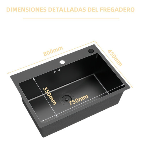 Fregadero De Cocina De Acero Inoxidable 80x45 Con Accesorios