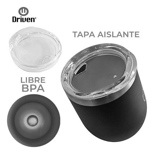 Imagen 3 de 4 de Mate Térmico Driven 350 Ml Tapa Acrílica Acero Inoxidable Color Negro