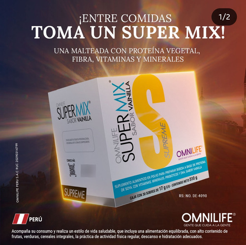 Malteada Super Mix Omnilife Caja 30 Sobres Para La Anemia