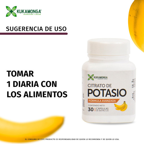 Citrato De Potasio - 60 Cápsulas Sabor Sin sabor