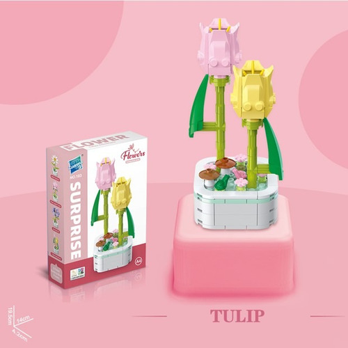 Zuanma Bloques De Construcción Tulipanes Con Maceta Flores