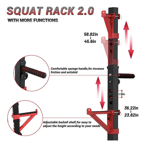 Canpa Squat Rack, Soporte De Barra Ajustable De Entrenamient