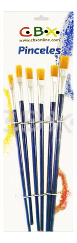 Set Pinceles Cbx X 6 Chatos Línea Eco Cerdas Ocre