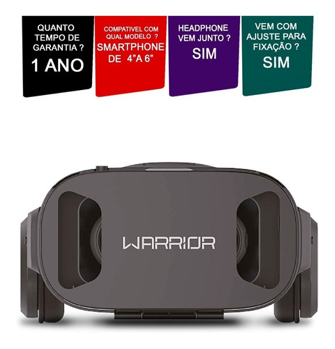 Óculos 3d Realidade Virtual Headphone Warrior Js086 Oferta!