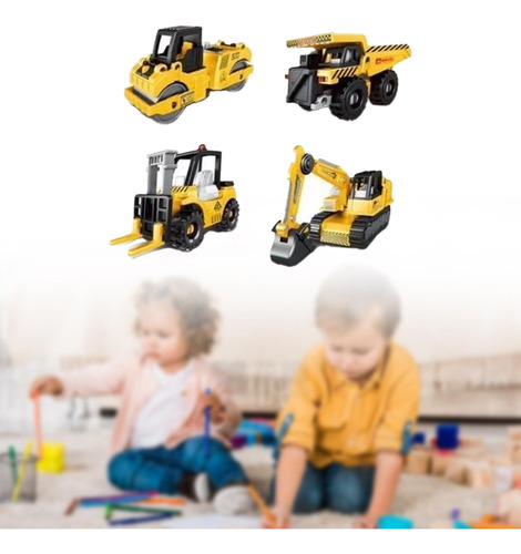 4 Piezas Vehículos De Construcción Modelos De Tambor De