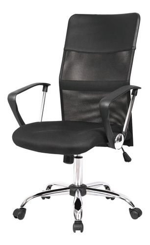 Silla de escritorio Para Tu Casa Mesh ergonómica negra con tapizado de poliéster y mesh