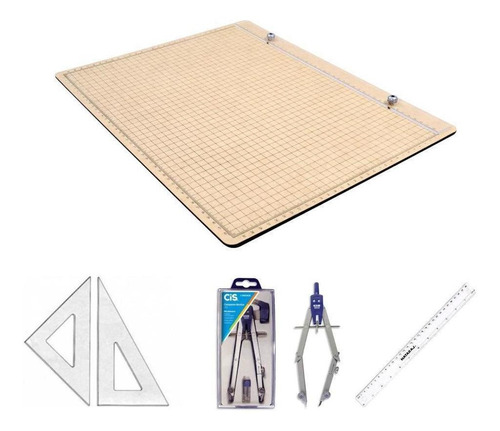 Kit Prancheta A4 Esquadro 26cm Cis303 Régua 30cm Fenix