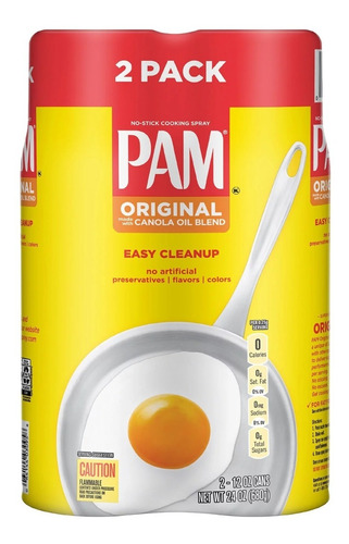 Pam Original Cooking Spray Aceite Canola 2 Latas 340g C/u