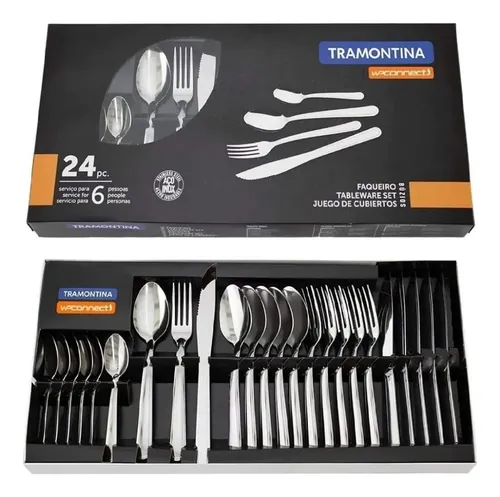 Faqueiro Tramontina Búzios Em Aço Inox Com Detalhe 24 Peças
