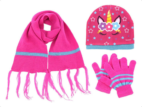 Set Infantil Nena Gorro Lana Invierno + Guantes + Bufanda