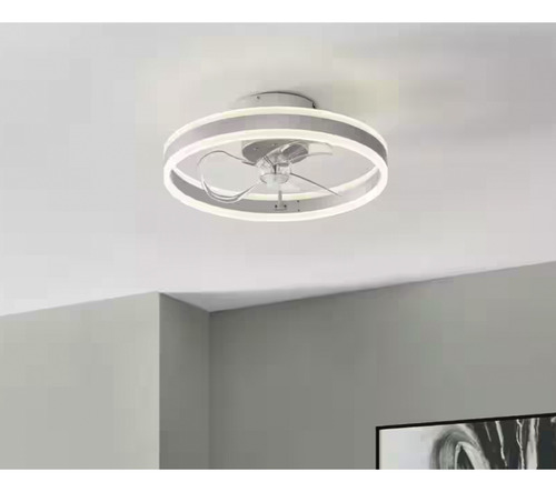 Ventilador De Techo Interior Con Luz Led Gris /6 Velocidades Cantidad De Aspas 3 Aspas Transparente Diámetro 20 Frecuencia 60hz Material De Las Aspas Acrilonitrilo Butadieno Estireno Abs