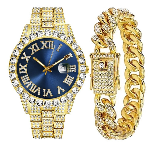 Reloj De Pulsera De Lujo Con Diamantes Y Brazalete, Unisex