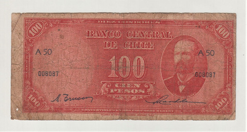 Billete Chile 100 Trucco Maschke Sin Hilo Tev 1948 (c85)