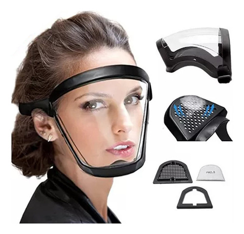 Protetor Facial Com Óculos Máscara Hd Transparente Com Filtr