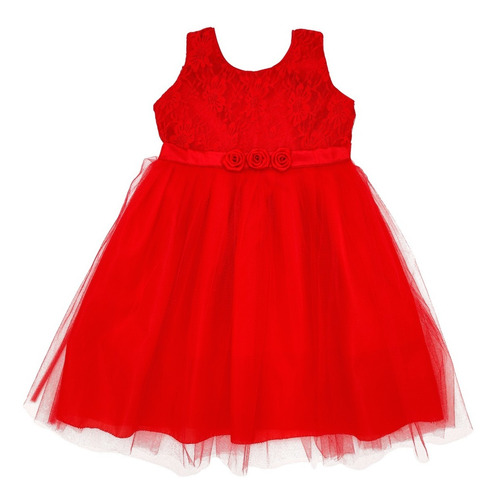 Vestido Estilo Princesa Rojo Con Tul, Talles 4 Al 12