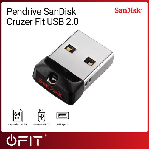 Pendrive SanDisk Cruzer Fit 64GB 2.0 negro