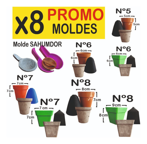 X8 Moldes 3d P/hacer Maceta Cemento O Yeso Velas Souvenirs!