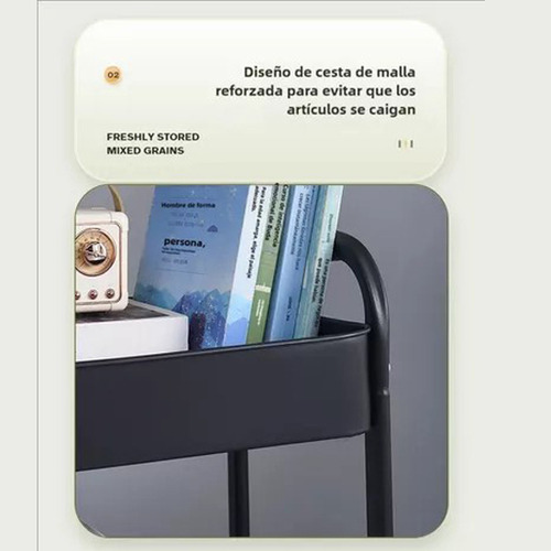 Carrito De Almacenamiento De Metal Organizador Con 3 Nivele