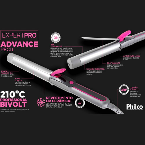 Cacheador Philco Advance Pec11 Íon Tourmaline 32mm - Bivolt