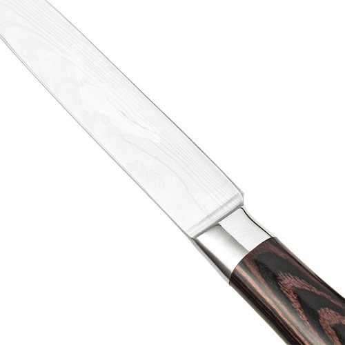 Cuchillo Damascus multiusos de acero inoxidable con mango de madera de 25 cm, estilo Mimo, color marrón oscuro